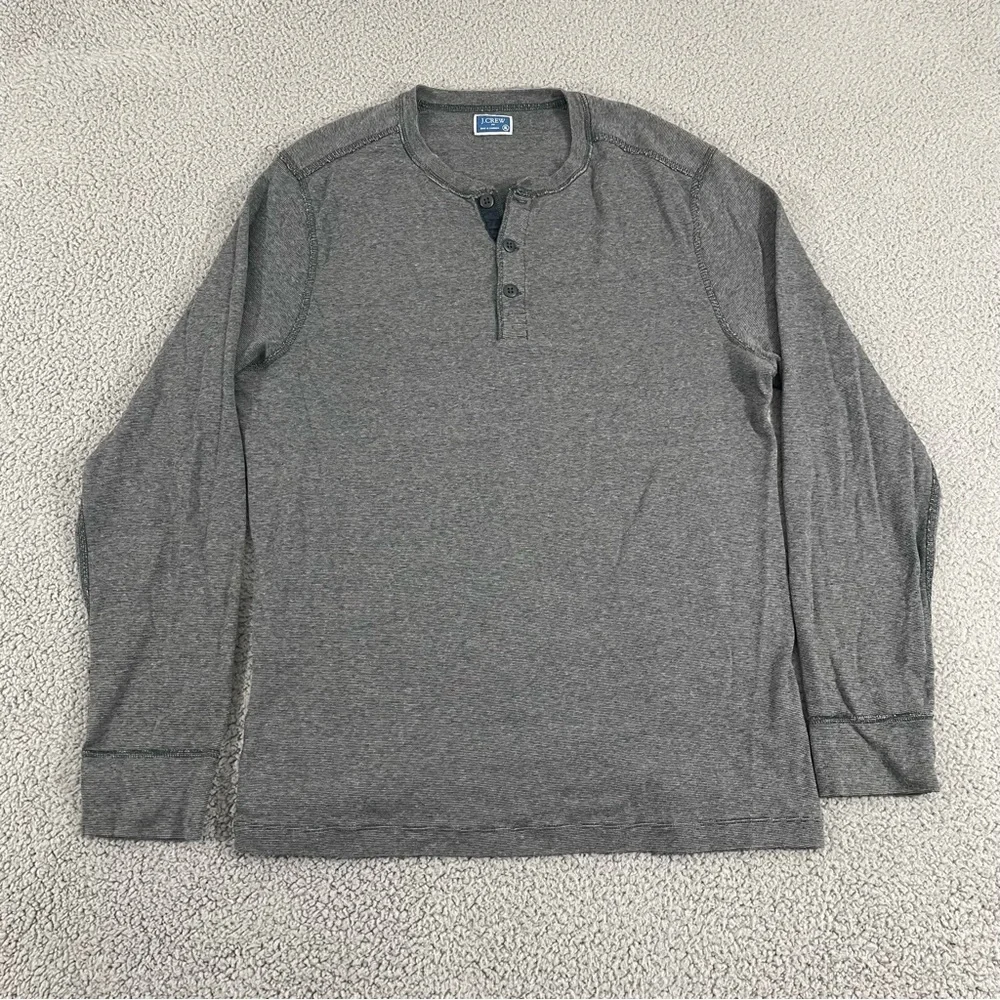 J.Crew Shirt Men XL Gray Long Sleeve Henley‎